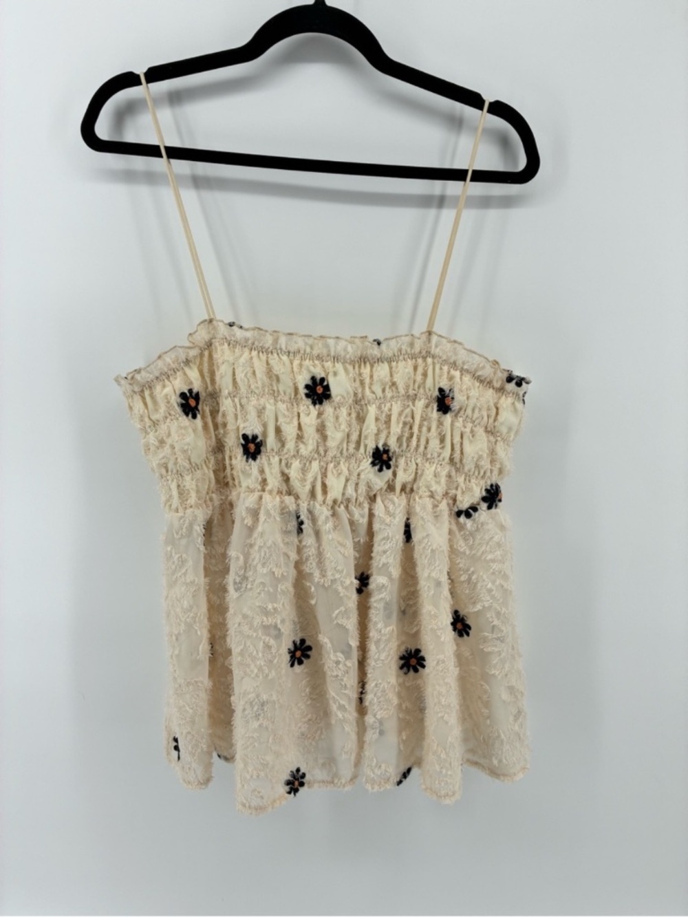 MASSIVE $10 SALE Floral Embroidered Cream Top